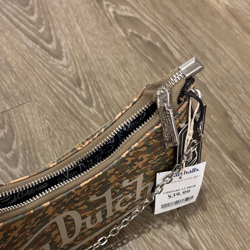 Von Dutch Mini Shoulder Bag in Camouflage Brown & Green - Picture 4 of 5